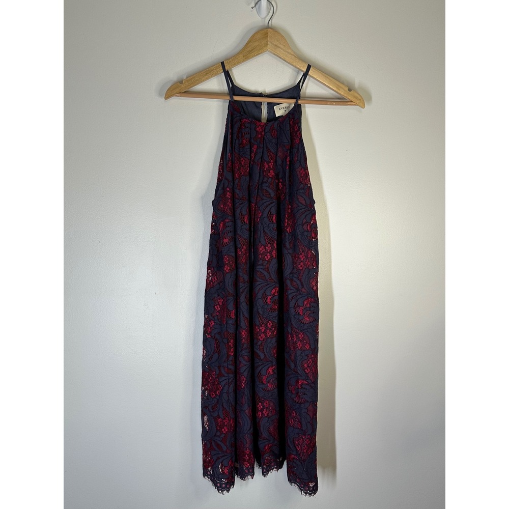 Everly Floral Lace Halter Mini Dress Womens Size M Cottage Romantic Evening
